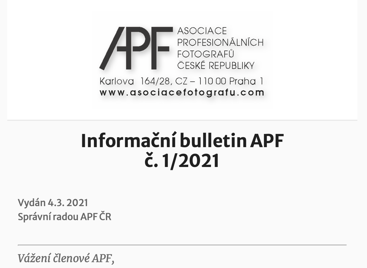Informační bulletin APF 1/2021
