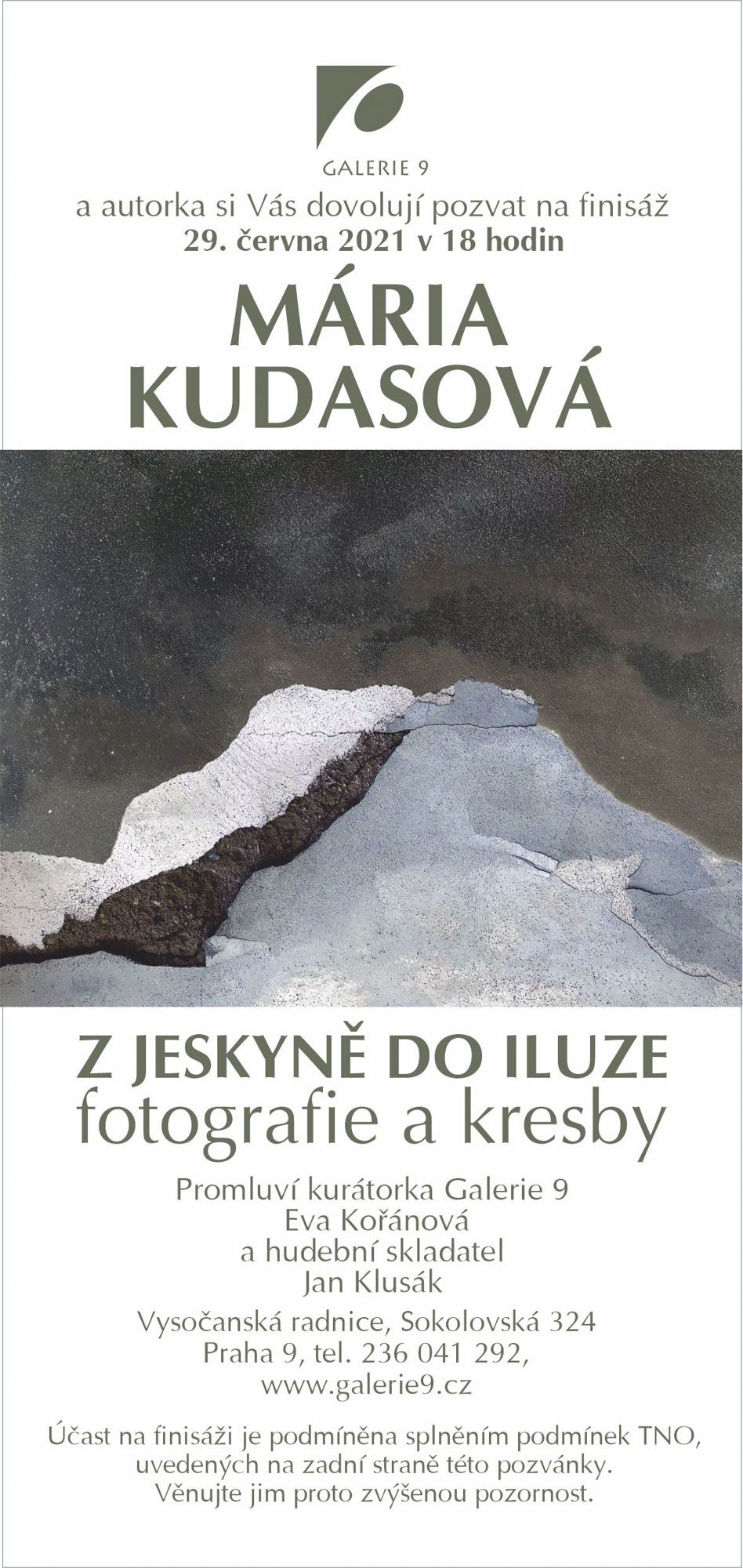 pozvánka na výstavu Márie Kudasové - Z JESKYNĚ DO ILUZE 